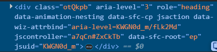 Google AI search result "Nutritional Benefits" heading alongside Chrome DevTools showing a div element with role="heading" and aria-level="3" used in place of a semantic h3 element